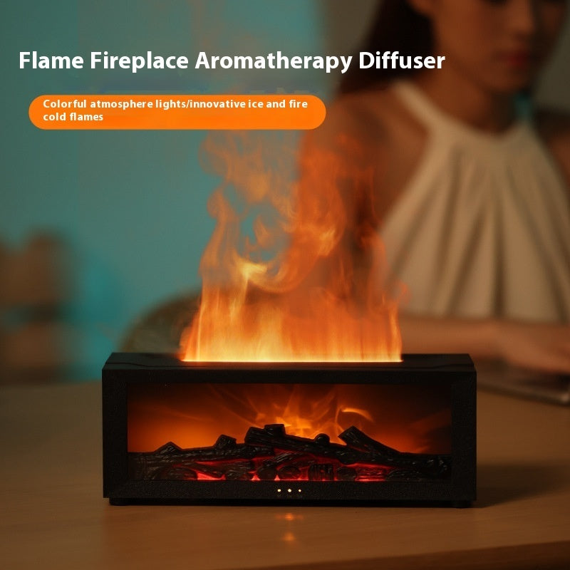 Fireplace Flame Humidifier – LED Essential Oil Aroma Diffuser