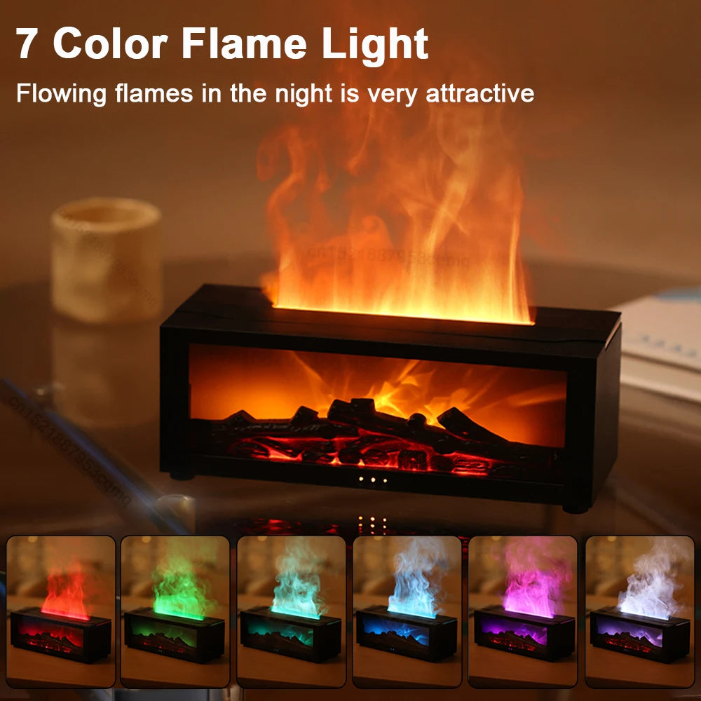 Fireplace Flame Humidifier – LED Essential Oil Aroma Diffuser