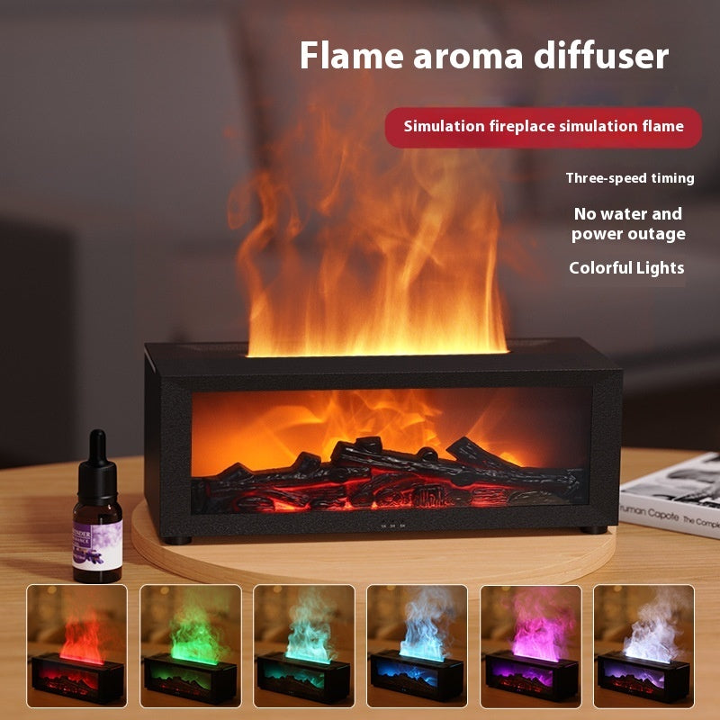 Fireplace Flame Humidifier – LED Essential Oil Aroma Diffuser