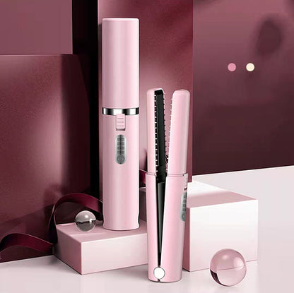 Mini Ceramic Hair Straightener – USB Rechargeable Wireless Flat Iron
