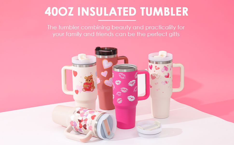 40oz Insulated Stainless Steel Tumbler with Handle & Straw Lid – Spill-Proof Vacuum Travel Coffee Mug for Car Cup Holder, Gym & Office