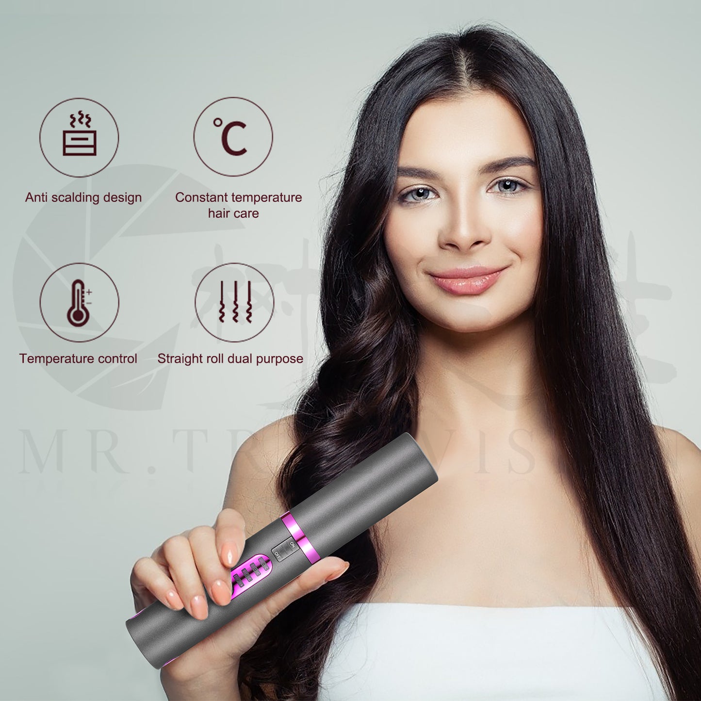 Mini Ceramic Hair Straightener – USB Rechargeable Wireless Flat Iron