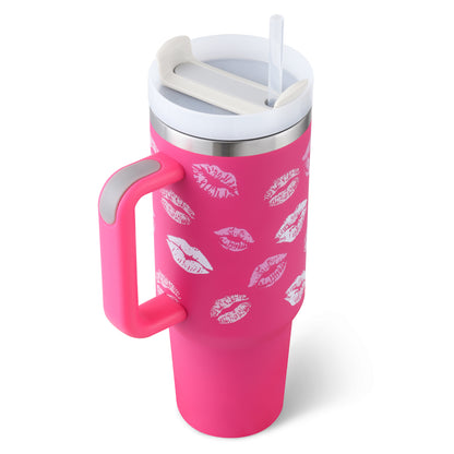 40oz Insulated Stainless Steel Tumbler with Handle & Straw Lid – Spill-Proof Vacuum Travel Coffee Mug for Car Cup Holder, Gym & Office