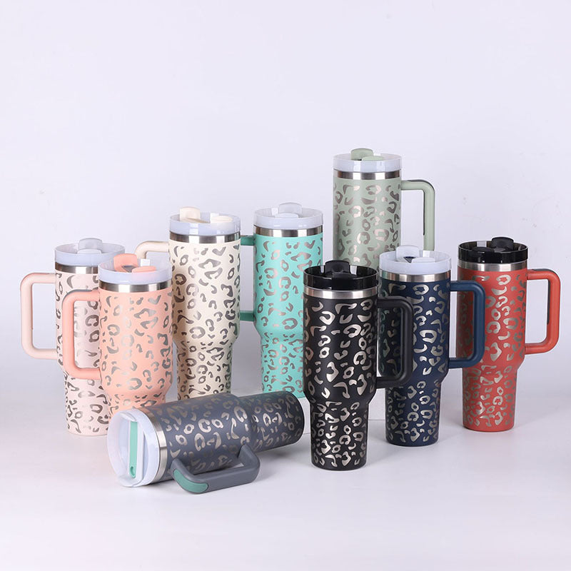 40oz Insulated Stainless Steel Tumbler with Handle & Straw Lid – Spill-Proof Vacuum Travel Coffee Mug for Car Cup Holder, Gym & Office