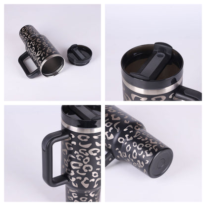 40oz Insulated Stainless Steel Tumbler with Handle & Straw Lid – Spill-Proof Vacuum Travel Coffee Mug for Car Cup Holder, Gym & Office