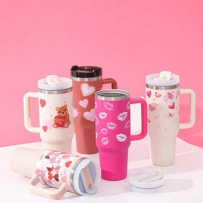 40oz Insulated Stainless Steel Tumbler with Handle & Straw Lid – Spill-Proof Vacuum Travel Coffee Mug for Car Cup Holder, Gym & Office